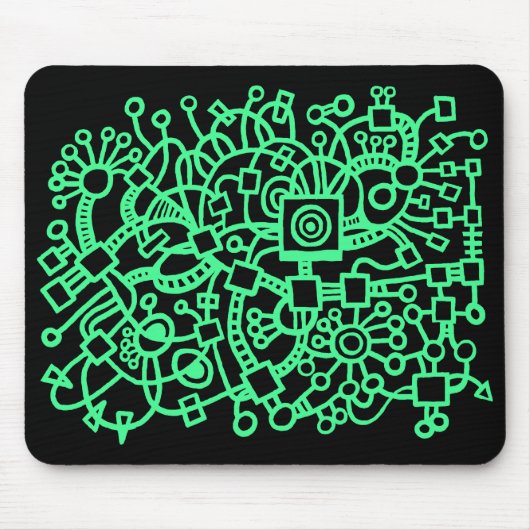 Abstracte structuur - Mint Green op zwart Muismat (Voorkant)