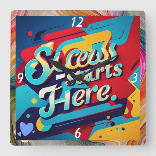 "Abstracte succesvisualisatie" Vierkante Klok (Voorkant)