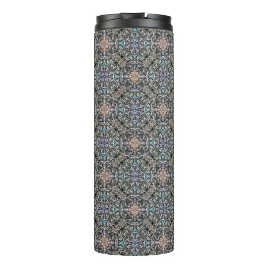 Abstracte Succulente Tuin Rosette Trellis Pattern Thermosbeker (Achterkant)
