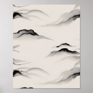 Abstracte Sumi-inktwas Zen Rijstpapier Minimalisti Poster