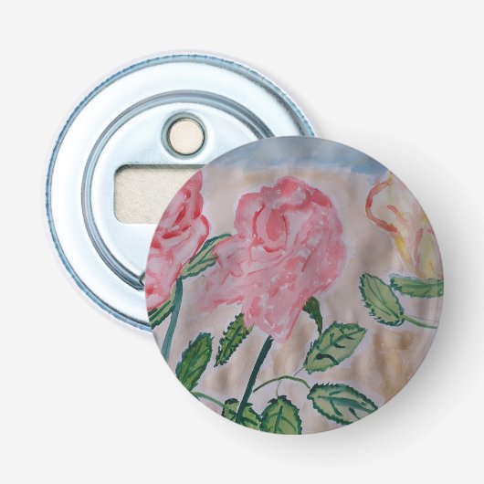 Abstracte Summer Rozen Button Bottle Open Flesopener (Voorkant)