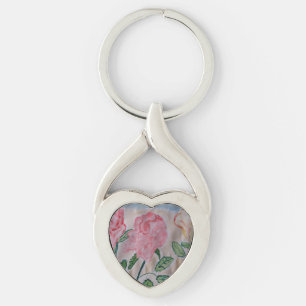 Abstracte Summer Rozen Metal Key Ring Sleutelhanger