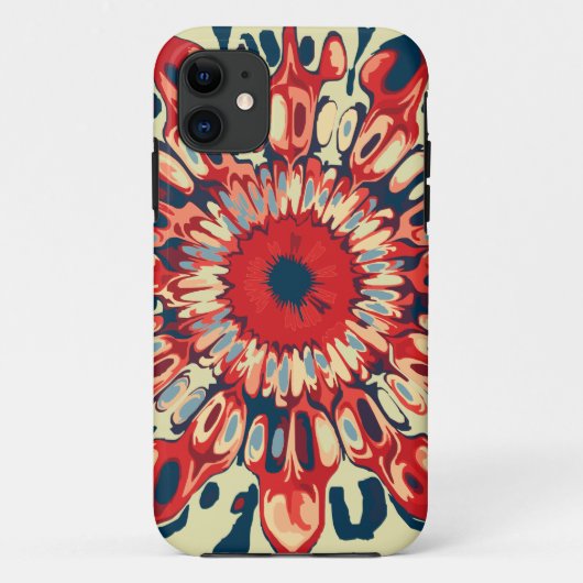 Abstracte SUN FLOWER - rood blauw + uw achtergrond Case-Mate iPhone Case (Achterkant)
