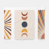 Abstracte Sun Moon Boho Posters Fleece Deken (Voorkant (Horizontaal))