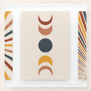 Abstracte Sun Moon Boho Posters Glazen Onderzetter