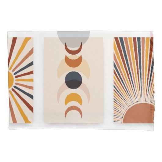 Abstracte Sun Moon Boho Posters Kussensloop (Voorkant)