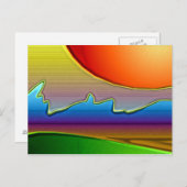 Abstracte Sun Over Waves Art Briefkaart (Voorkant / Achterkant)