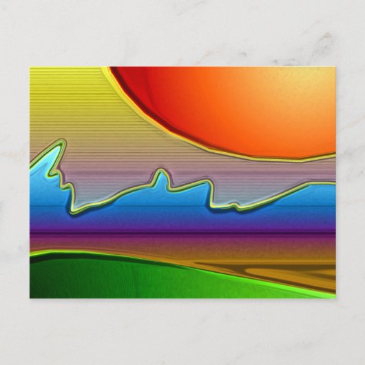 Abstracte Sun Over Waves Art Briefkaart (Voorkant)