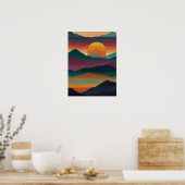 Abstracte Sunrise Peaks Poster (Keuken)
