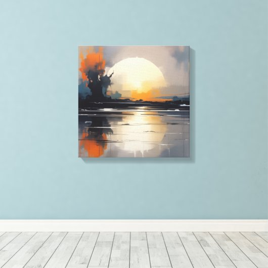 Abstracte Sunset Landschap canvas muurkunst (Insitu (Houten vloer))