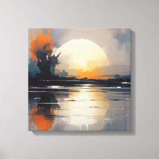 Abstracte Sunset Landschap canvas muurkunst Afdruk