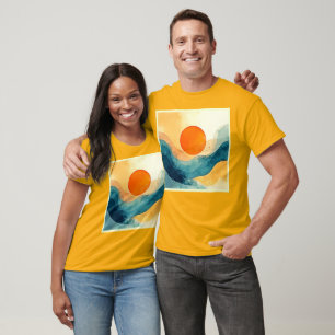 Abstracte Sunset Waves Art T-shirt