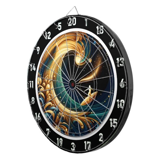 Abstracte Surfer Strand Energie Kunst Dartbord (Voorkant Rechts)