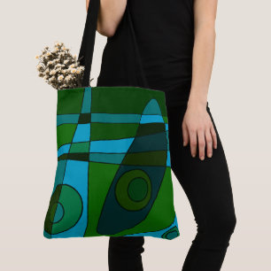Abstracte Surfing Turquoise Green Shade Draagtas