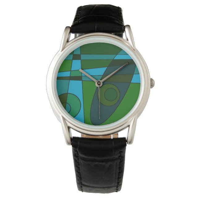 Abstracte Surfing Turquoise Green Shade Horloge (Voorkant)