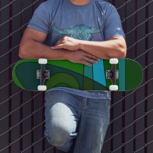 Abstracte Surfing Turquoise Green Shade Skateboard