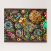 Abstracte Surreal Gears Flowers Steampunk Art Legpuzzel (Horizontaal)