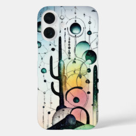 Abstracte surrealistische cactus wereldhoes iPhone 16 hoesje