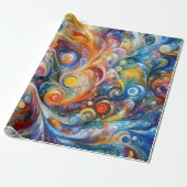 Abstracte Swirl Color Art Cadeaupapier (Uitgerold)