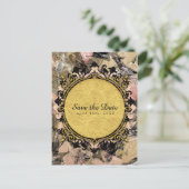 Abstracte Swirl Roze Zwart & Goud Save the Date Aankondigingskaart (Staand voorkant)