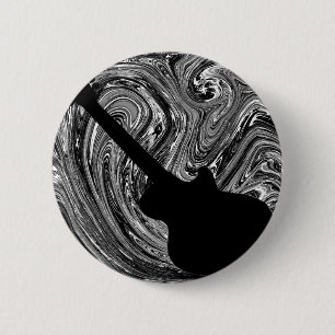 Abstracte Swirls Guitar Button, zwart-wit Ronde Button 5,7 Cm