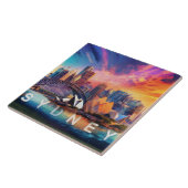 Abstracte Sydney Skyline Art Modern Tegeltje (Zijkant)