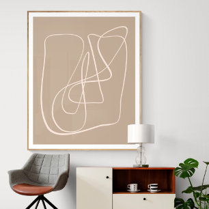 Abstracte Taupe Brown Line, hedendaags minimalisti Poster