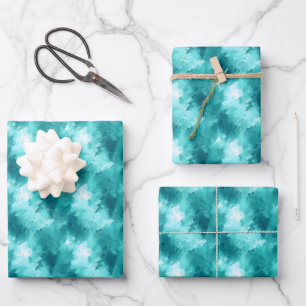 Abstracte Teal & Turquoise Verf Inpakpapier Vel