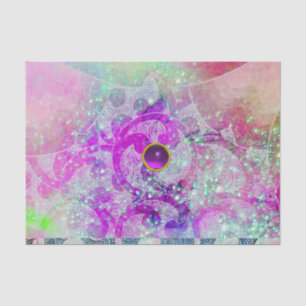ABSTRACTE TEALBLAUWE, ROZE GOLVEN, FONKELINGEN, PA TISSUEPAPIER