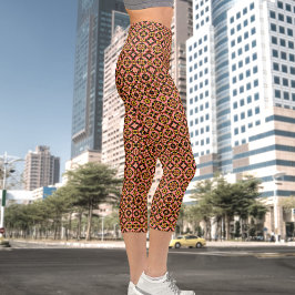 Abstracte Tegel Pattern High Waisted Capris