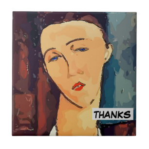 Abstracte Tegel van Brown Woman, voeg tekst toe Te Tegeltje