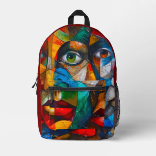 Abstracte tekening van meisje's bedrukte rugzak