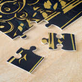 Abstracte tekening van Menorah Gold Blue Legpuzzel (Zijkant)