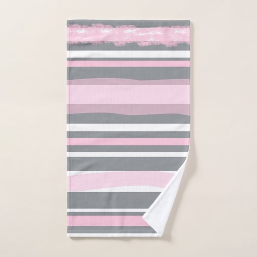 Abstracte tekenroze witte lijnen bad handdoek (Handdoek)