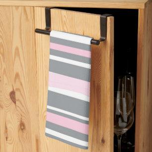 Abstracte tekenroze witte lijnen theedoek