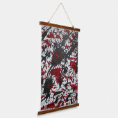 Abstracte tekens in zwart en rood hangend wandkleed (Gebogen)