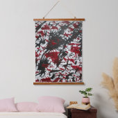 Abstracte tekens in zwart en rood hangend wandkleed (Slaapkamer)