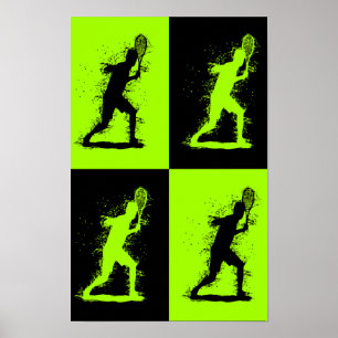 Abstracte tennisspeler - Aquarel stijl - Groen Poster