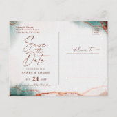 Abstracte Terra Cotta Fall Wedding Opslaan van de Aankondigingskaart (Achterkant)