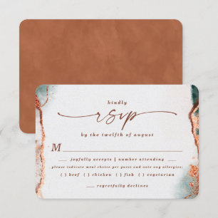 Abstracte Terra Cotta Wedding Meal Choice RSVP-kaa RSVP Kaartje