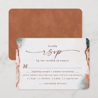 Abstracte Terra Cotta Wedding Meal Choice RSVP-kaa RSVP Kaartje