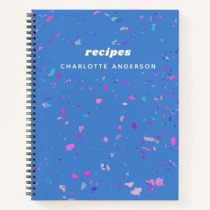 Abstracte Terrazzo Galaxy in Blue Recipe Notebook Notitieboek