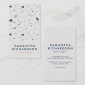 Abstracte Terrazzo Pattern Light Blue & Navy Visitekaartje (Voorkant / Achterkant)