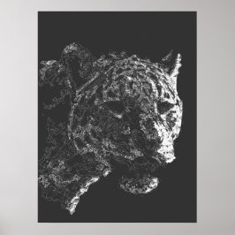 abstracte Tiger Head Face Fine Line Art Poster