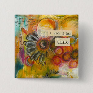 abstracte tijdknop vierkante button 5,1 cm