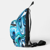 Abstracte tinten van Blue Swirl Sling Bag (Rechts)