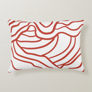 Abstracte topografische lijnenkunst – Rode contour Accent Kussen