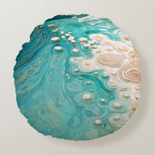 Abstracte topografische oceaan kunst rond kussen