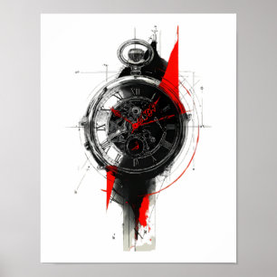 Abstracte Trash Polka Zakhorloge Poster