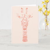 Abstracte tribale aztec-Giraffe roze Kaart (Gele Bloem)